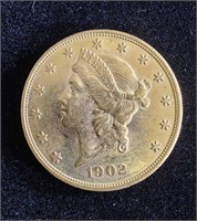 1902 $20 DOUBLE EAGLE CORONET GOLD COIN