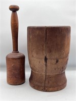 antique wooden mortar and pestle