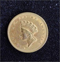 1854 $1 INDIAN SMALL HEAD GOLD COIN