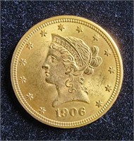 1906-D $10 LIBERTY EAGLE CORONET GOLD COIN