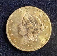 1873 $20 DOUBLE EAGLE CORONET GOLD COIN