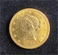 1905 $10 LIBERTY EAGLE CORONET GOLD COIN