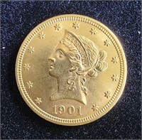 1901-O $10 LIBERTY EAGLE CORONET GOLD COIN