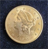 1903-S $20 DOUBLE EAGLE CORONET GOLD COIN