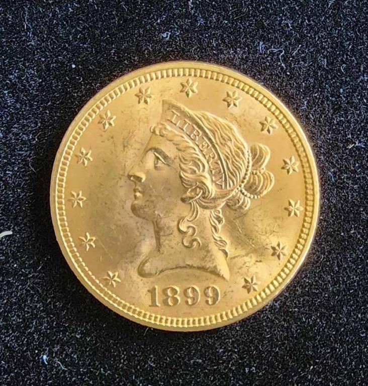 1899 $10 EAGLE CORONET GOLD COIN