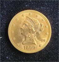 1899 $10 EAGLE CORONET GOLD COIN