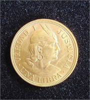 1917 PERU 1 LIBRA GOLD COIN