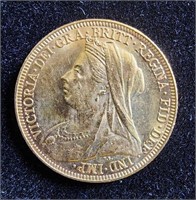 1897 BRITISH VICTORIAN GOLD SOVEREIGN COIN