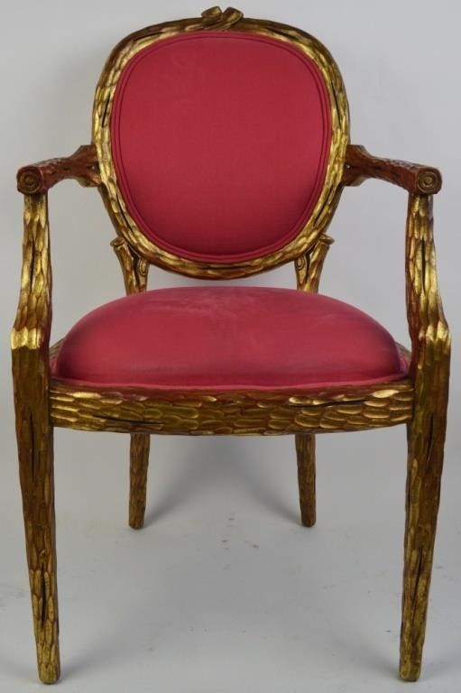 FINE CARVED & GILT FRENCH REGENCY STYLE  ARM CHAIR