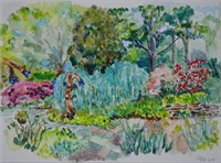 FLORAL LANDSCAPE WATERCOLOR PAINTING SIGNED