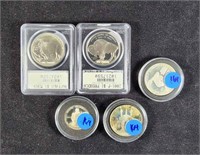 GROUP OF FIVE MODERN COMMEMORATIVE COINS