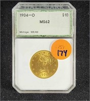1904-O $10 EAGLE GOLD COIN MS62 HALLMARK