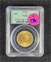 1906 LIBERTY $10 GOLD EAGLE MS60 PCGS