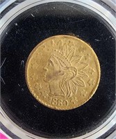 1880 CALIFORNIA QUARTER DOLLAR GOLD COIN