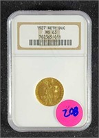 1927 NETHERLANDS GOLD DUCAT MS63 NGC
