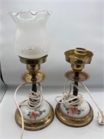 Vintage lamps untested milk glass as is