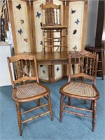 Vintage Kitchen Table with Cane & Wood Chairs