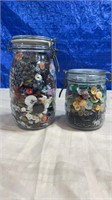 Two jars of vintage buttons