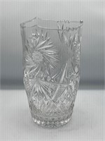 Vintage Crystal Bohemian Vase Etched Whirling Star