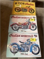3 Pc motorcycle metal signs