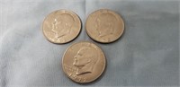 (3) 1972 Eisenhower One Dollar Coins