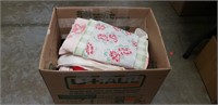 Box Lot Of Assorted Table Cloths & More