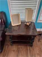 Side table end table poor condition & contents
