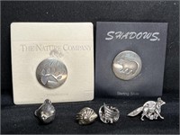 6 Sterling Silver Animal Pins