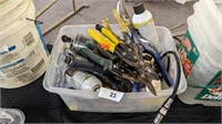 Tote Of Assorted Tools And Hardware