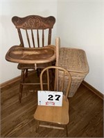 Highchair, children's chair, laundry basket