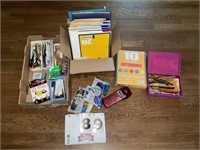 Notebooks, tape, desk items