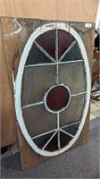 Antique Stained Glass Window, 48" X 30"