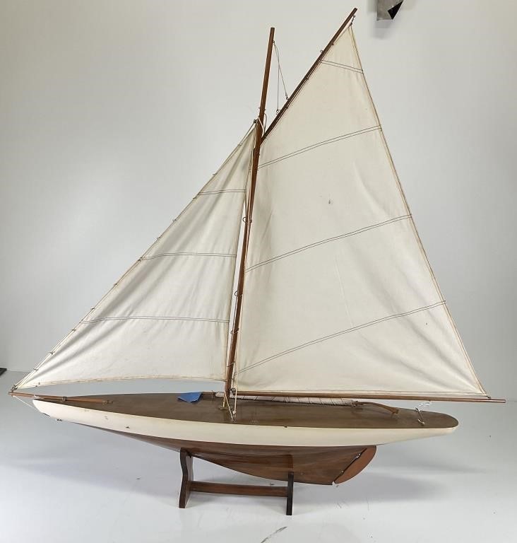 Vintage Wooden ship model replica sailboat