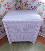 1989 Lexington Henry Link white wicker night stand