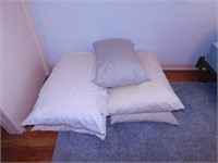 5 pillows, 3 w/ pillowcases