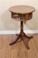 Unique Hand Crafted End Accent Table &Leather Top