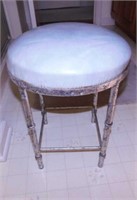 Round metal stool w/ padded seat, 14" x 19"
