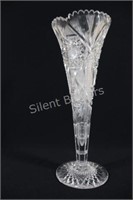 EAPG Sunburst & Fern Style Tall Footed Vase
