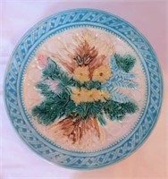 Hand painted plate, 9" - Milk glass bowl, 5" -