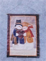 Canvas Christmas Snowman wall hanging, 21" x 30"