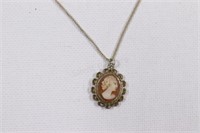 Antique Cameo Pendant with G.P Sterling Chain