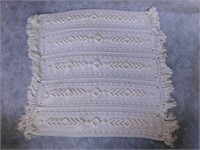 Hand crocheted throw w/ fringe, 56" x 48"