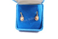 Antique 10K Yellow Gold Cameo Earrings