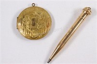 Gold Plate Locket Set with WAHL Filled Pencil