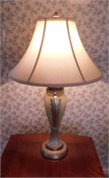 Metal table lamp w/ linen shade, 31" tall