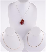 Sterling Amber Necklace & Gold Fill Necklaces