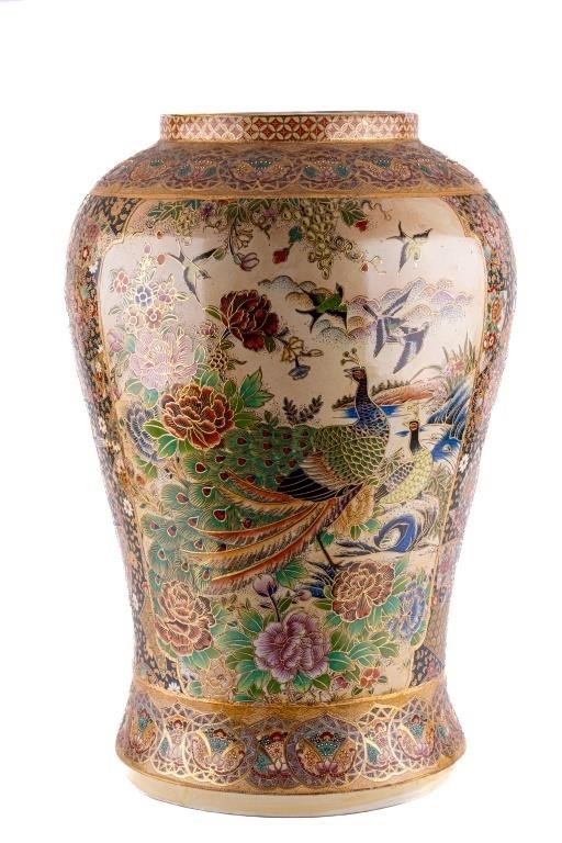 20th C Palace Size Satsuma Vase