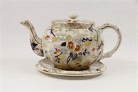 Antique Chintz Pattern Tea Pot w Trivet
