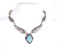 Turquoise Sterling Silver Estate Necklace