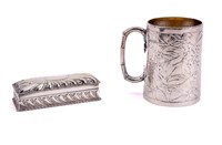 19th C Sterling Silver Box and Mug
